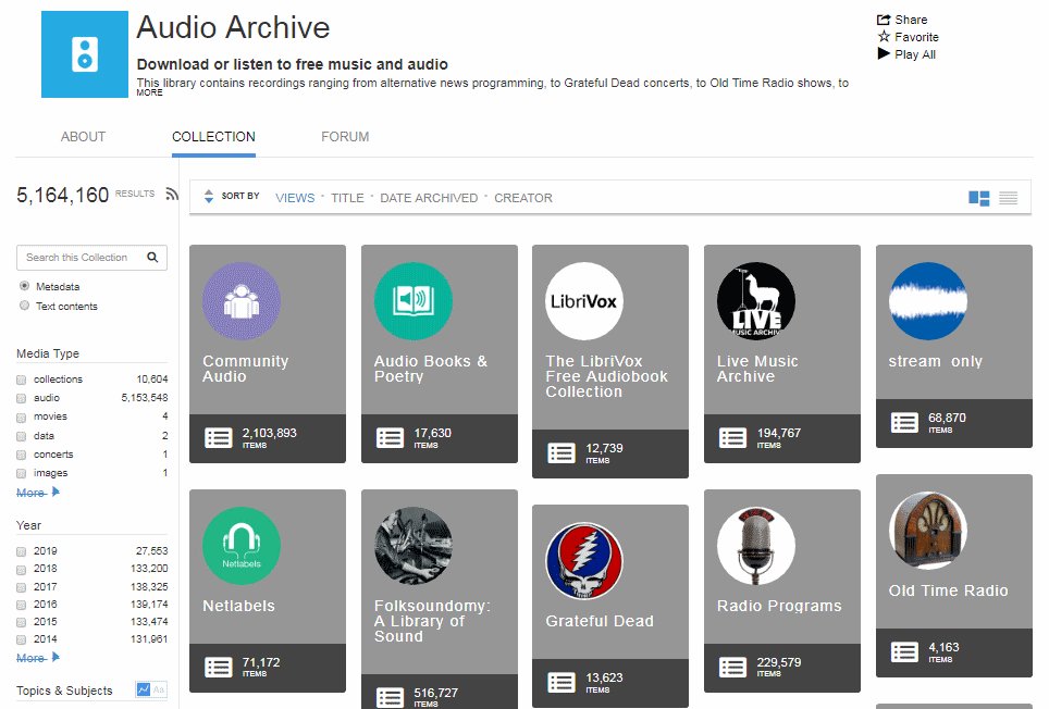 internet archive audio´s library - Mejores Sitios de Descargas Gratuitas de Música
